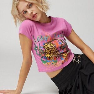 Urban Outfitters Pink Tee with Tiger Graphic